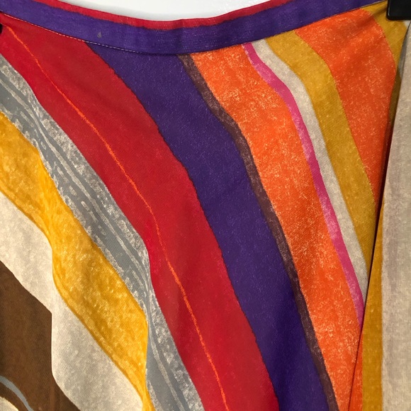 Lauren Ralph Lauren Multicolor Diagonal Stripes High Waist A-line MIDI Skirt - Picture 11 of 11